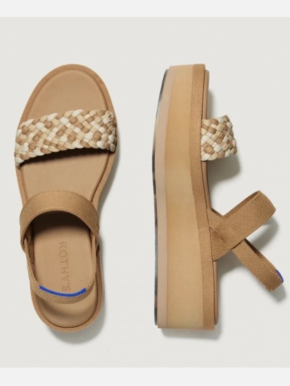 Rothy's Lightweight Wedge Sandal Beach Sand Woven 10.5
